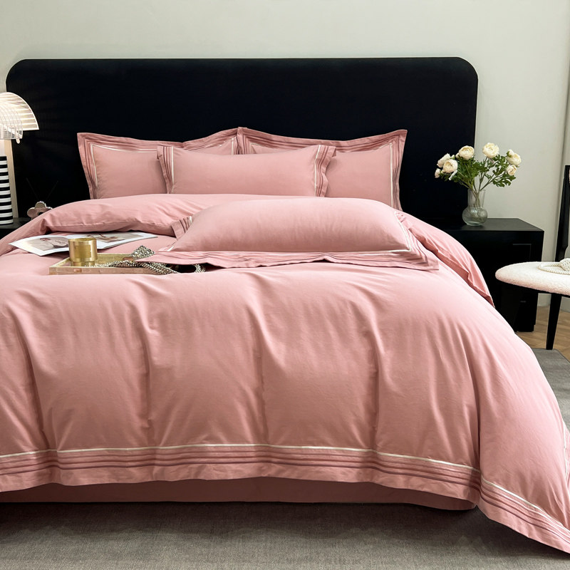 高端轻奢纯棉磨毛四件套100全棉现代简约高档加厚被套床单床笠款4