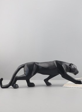 现代简约抽象豹子动物雕塑树脂摆件客厅电视柜样板间软装家居饰品