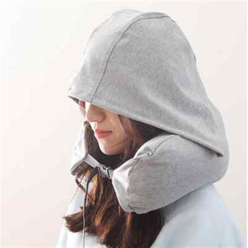 头枕办公室睡觉神器颈枕车上旅行u型枕带帽子脖子靠枕u枕坐车午睡