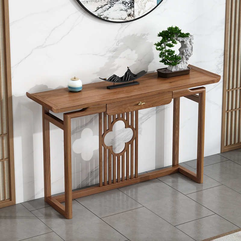 新中式玄关桌全实木条几老榆木条案家用入户门厅玄关台Z供桌玄关