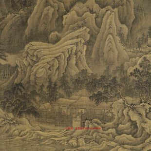 宋元式长山水画装饰画萧绢图艺术临摹卷心本中卷范巨然松岩画寺布