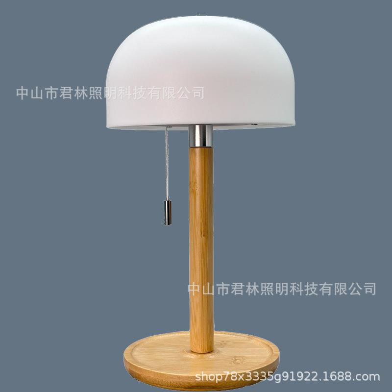 新款简约竹雕刻台灯跨境爆款创意摆件LED灯三色无级调光充电台灯3