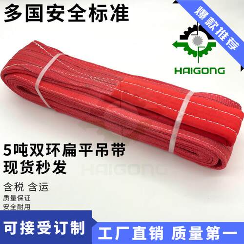 双环扁平吊装带 5吨125mm 安全系数 6：1 海工索具 吊带 SLING