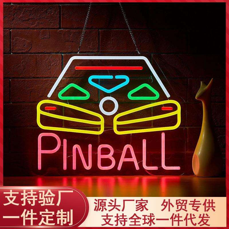 led霓虹灯背板家庭氛弹球游戏图标 氛围灯 透明亚克力霓虹灯 摆件