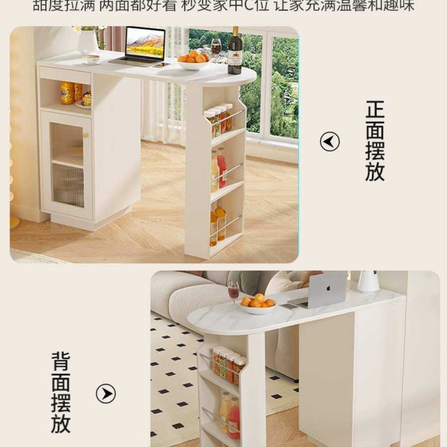 小户型休闲岛台风岩板奶油家用实木吧台桌客厅隔断柜长条桌餐边柜,3C数码配件,USB灯,淘宝优惠券,粉丝福利购,淘宝优惠卷