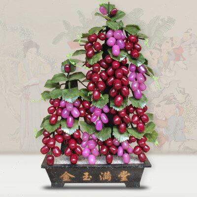玉石特大葡萄树盆景客厅办公室摆件 现代简约 家居装饰品创意礼品