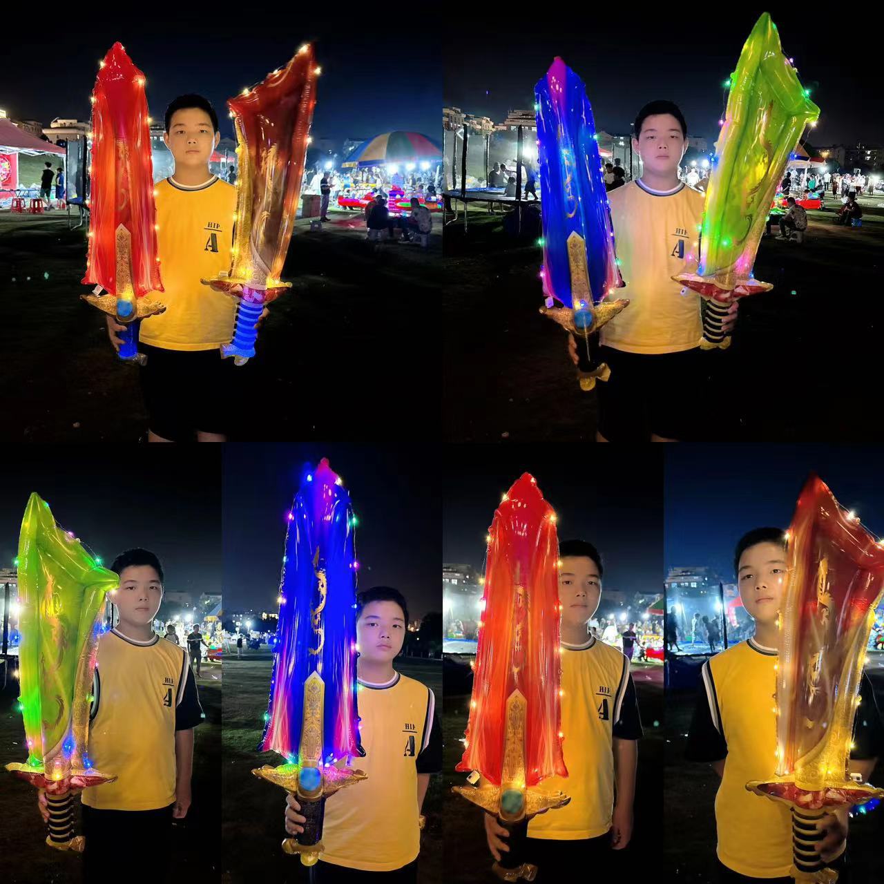 新款大号屠龙刀大宝剑手持气球充气卡通男孩夜市摆摊发光网红玩具