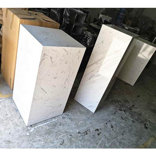 白色大理石底座玄关落地摆件客厅售楼处轻奢雕塑展示台石墩花架台