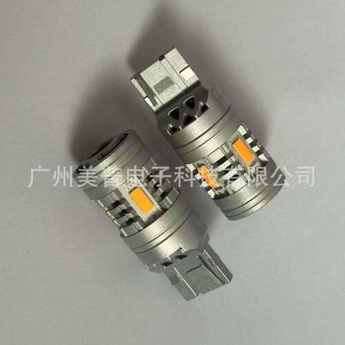 跨境新款7440汽车防频闪转向灯泡带风扇3570 4LED全解码T20倒车灯