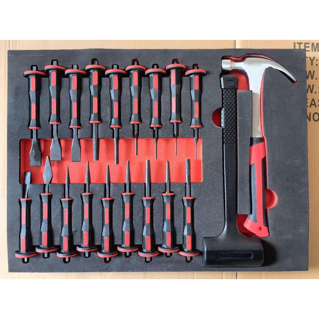 家用组合工具组套工具车组套18个锥子羊角锤橡胶锤