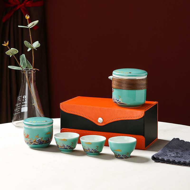 锦鲤快客杯便捷旅行陶瓷茶具套装一壶三杯家用车载办公简易泡茶壶,玩具/童车/益智/积木/模型,其它,淘宝优惠券,粉丝福利购,淘宝优惠卷