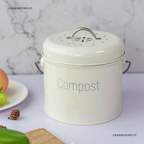 带提手防水厨余桶装湿垃圾分类垃圾桶台面桌面用带活性炭过滤异味