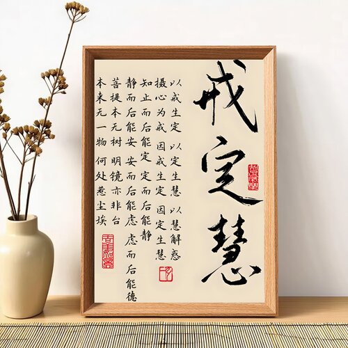 戒定慧书法相框字画书房茶室禅房