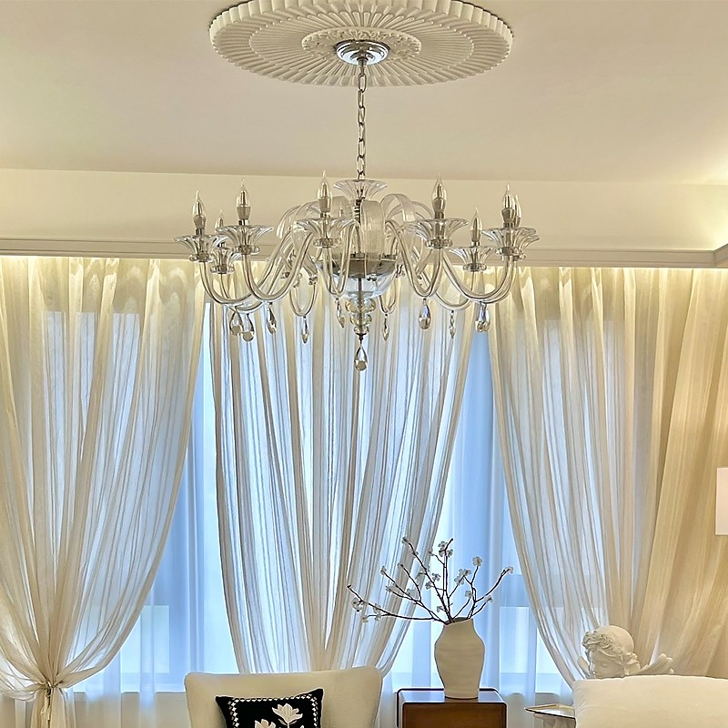 水晶蜡烛吊灯法式轻奢大气高端大厅灯饰新款O时尚创意氛围感客厅
