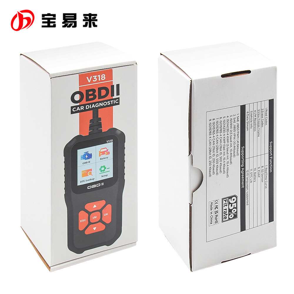 Code Reader V318 OBD Auto Scanner 彩屏 10语言9协议 故障检测