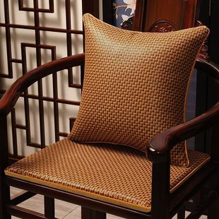 夏天坐垫加厚凉席中式椅子座垫透气圈椅餐椅垫海绵红木沙发垫防滑