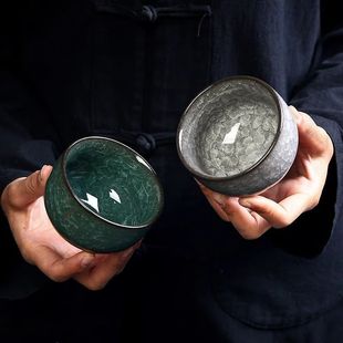主人冰花冰裂单杯高档茶杯黑冰家用功夫开片品茗陶瓷裂纹茶具茶盏