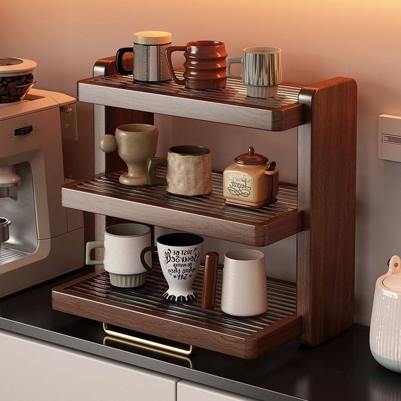 杯架实木杯子台面放杯子置物架水杯架子茶杯咖啡杯马克杯桌面收纳
