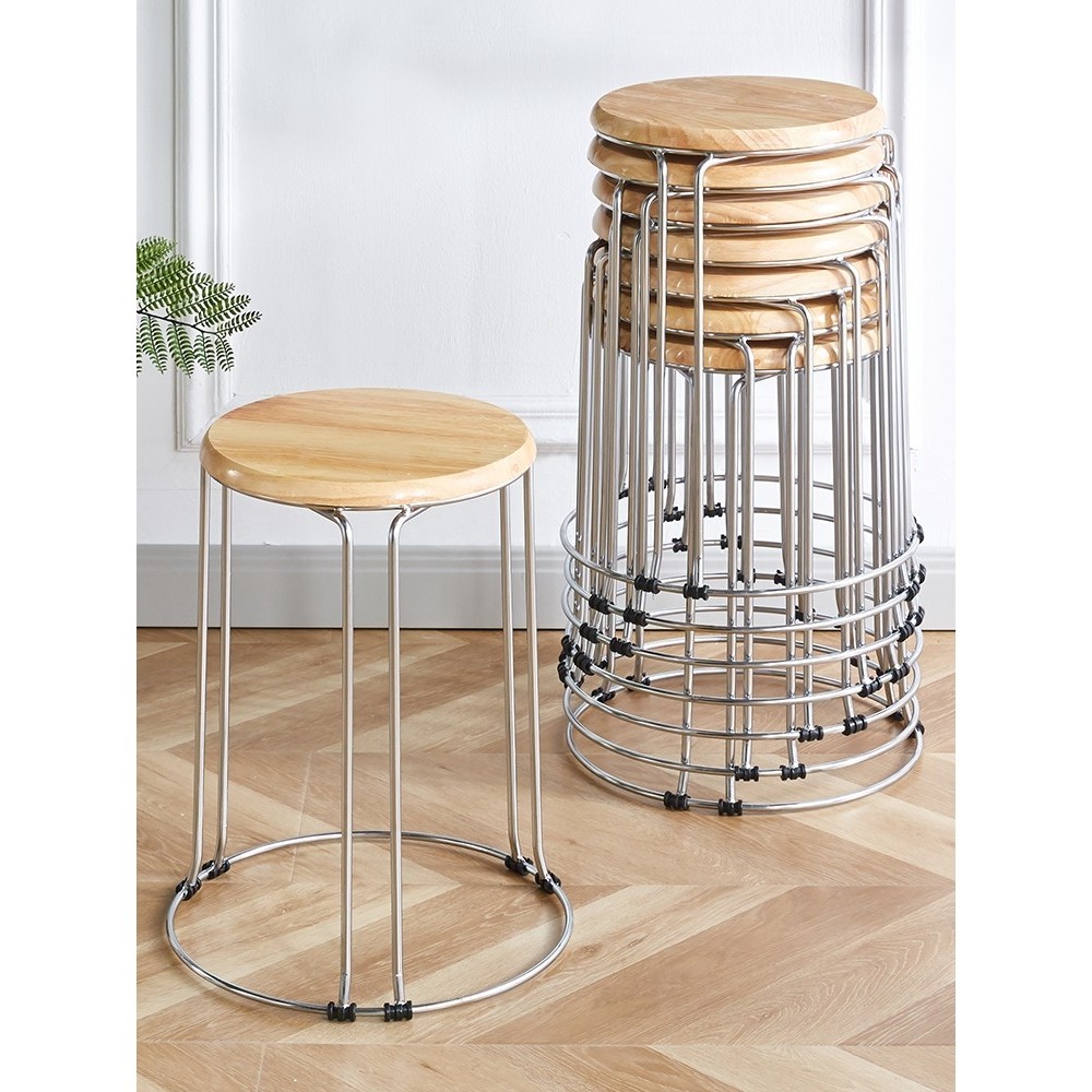 实木圆凳不锈钢凳子可叠放套凳铁艺椅子板凳加厚家用餐桌凳塑料凳,住宅家具,其它凳子,淘宝优惠券,粉丝福利购,淘宝优惠卷