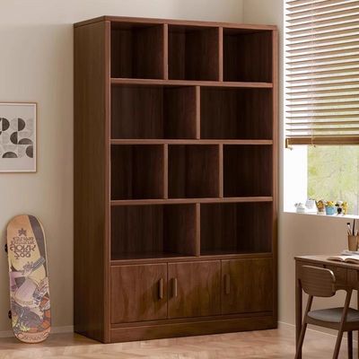 儿童实木书架落地置物架多层客厅靠墙柜子储物柜学生收纳家用书柜