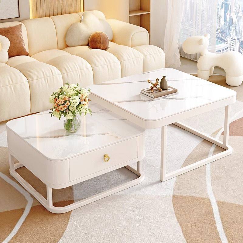 奶油茶几小户型客厅家用简约现代轻奢方形岩板网红玻璃组合茶几桌,住宅家具,茶几,淘宝优惠券,粉丝福利购,淘宝优惠卷