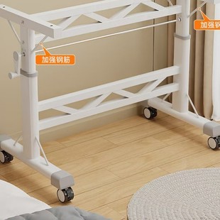 手摇式可升降桌腿茶几支架可调节书桌台面架子小尺寸桌脚带滑轮