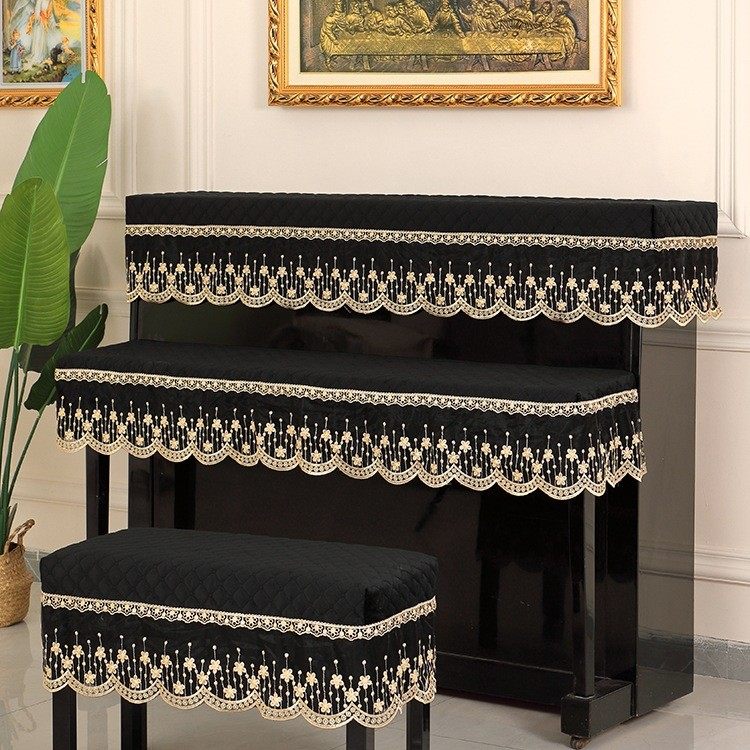 新款轻奢钢琴防尘罩高级感半罩高档北欧简约钢琴盖布巾欧式琴凳套