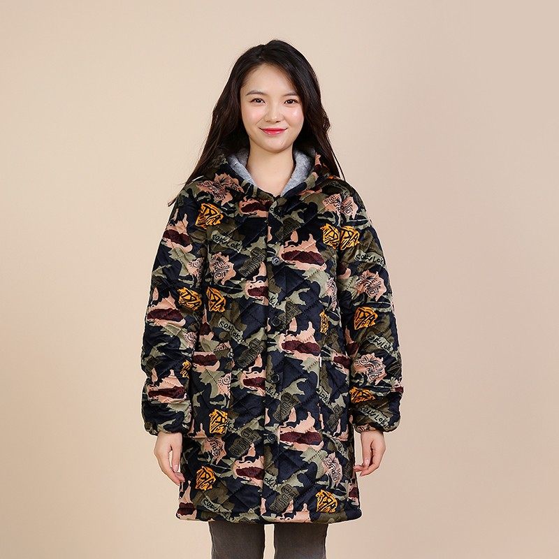 冬季加厚保暖罩衣男女加绒工作服厨房围裙外套棉衣羽绒服防脏护衣