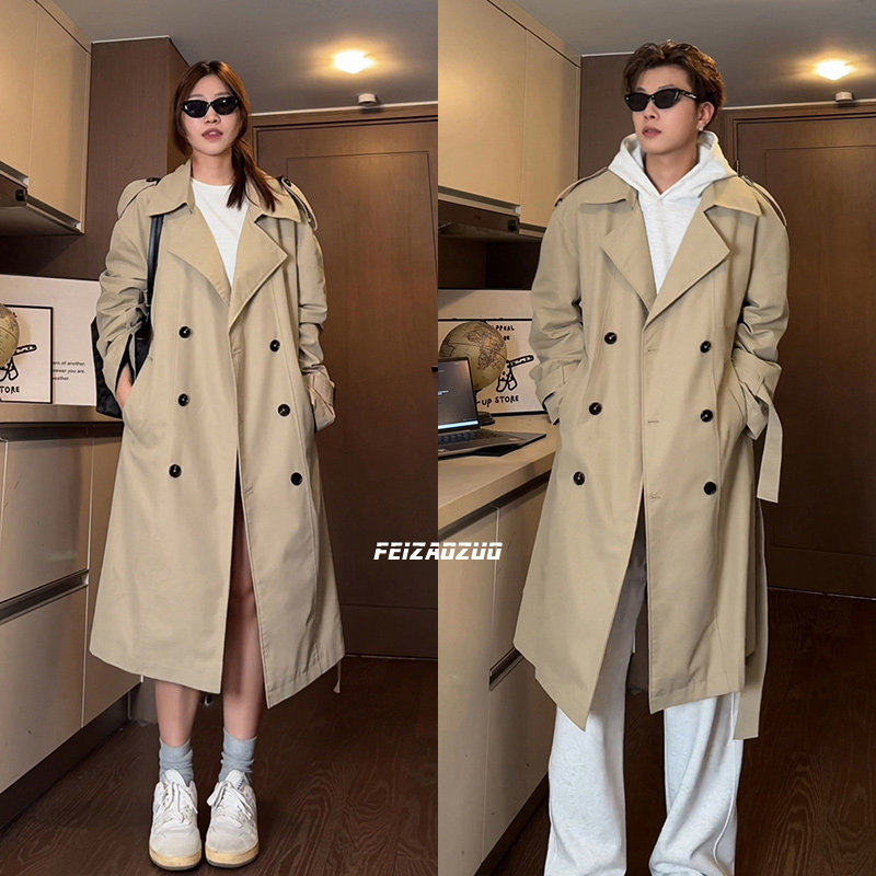 卡其色杭州意法风衣外套男女中长款克苏鲁文职大衣韩系穿搭上衣服
