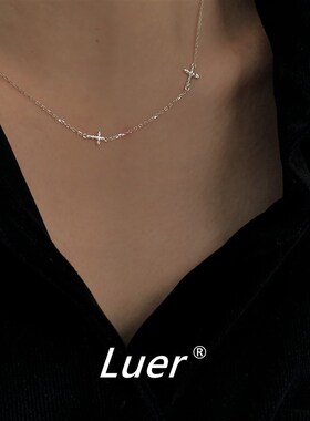 上新85折 极细!#若隐若现# 通体925银迷你十字架锁骨链项链百搭