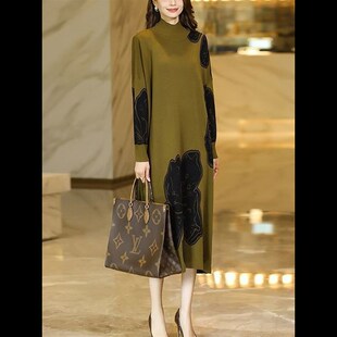 毛衣连衣裙女秋冬2024新款时尚显瘦遮肚子配大衣的内搭长款打底裙