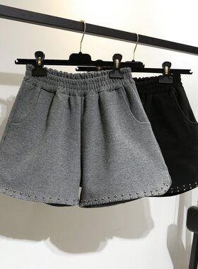 胖mm大码高腰阔腿短裤女 200斤胖妹妹秋冬季加厚显瘦打底外穿靴裤