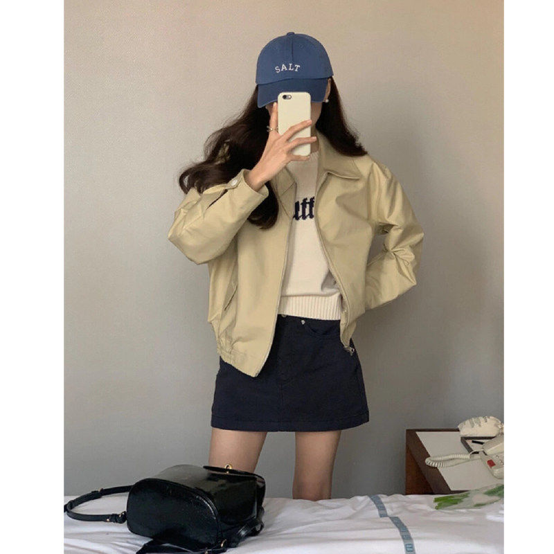 短款夹克外套女2025春秋爆款新款韩版时尚休闲 小个子翻领棒球工