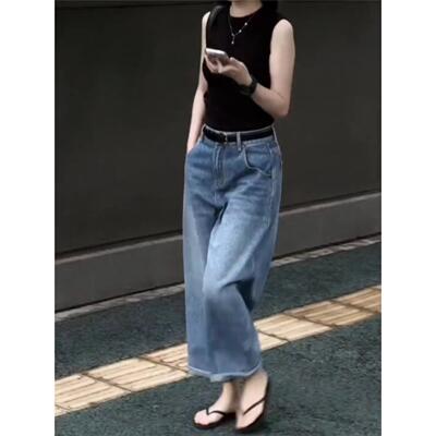 覆古宽松阔腿牛仔裤女秋