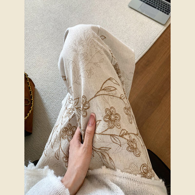 杏色复古洗水刺绣提花水