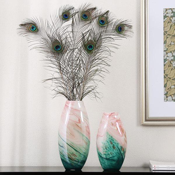 轻奢流纹手工琉璃花瓶摆件现代客厅样板间装饰品餐桌插花花器摆设,家居饰品,花瓶,淘宝优惠券,粉丝福利购,淘宝优惠卷