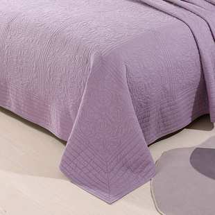 欧式简约棉质床盖纯色床上三件套绗缝被双面纯棉床盖加厚四季床单