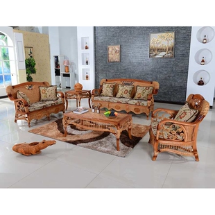 真植物藤沙发三人老式藤木客厅组合办公藤艺腾编全藤仿古藤椅沙发