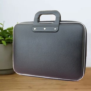 通用简约男士手提电脑包15寸公务包商务皮革保险展业包女定制logo
