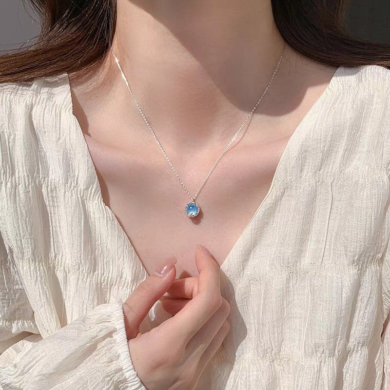 999纯银蓝色泡沫鱼尾项链女生轻奢小众 精致高级感锁骨链生日礼物,饰品/流行首饰/时尚饰品新,项链,淘宝优惠券,粉丝福利购,淘宝优惠卷