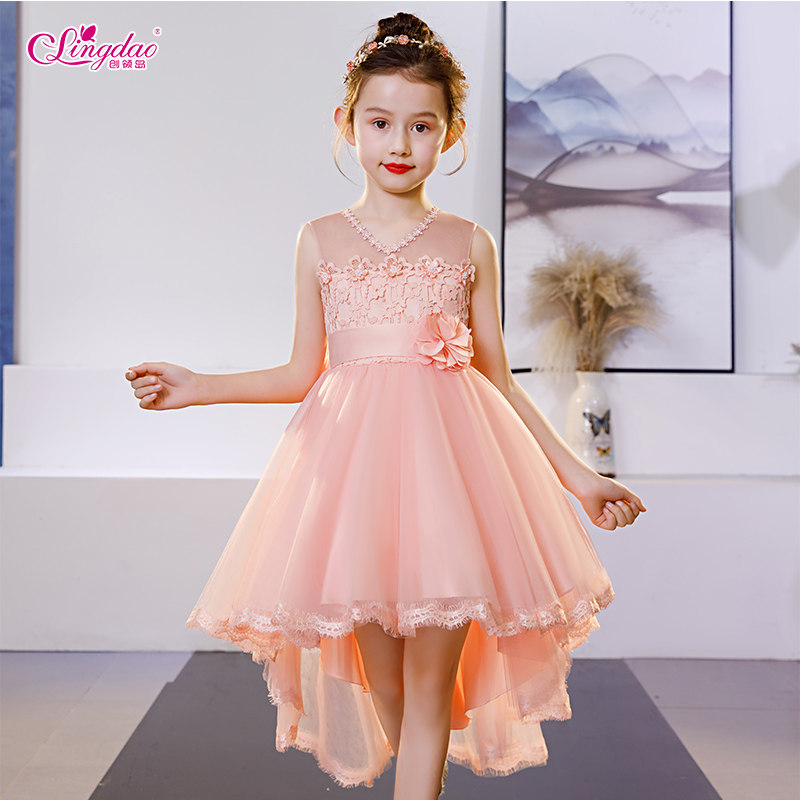 2021新款装女童连衣裙春夏季儿童公主裙蓬蓬网纱洋气韩版礼服拖尾