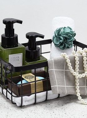 样板间摆件铁艺收纳筐套装组合全屋定制展厅样板房卫生间软装饰品