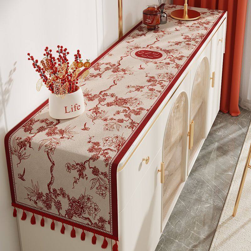 红色喜庆电视柜桌布结婚婚房餐边柜茶几布盖布婚礼斗柜氛围感台布,居家布艺,桌布,淘宝优惠券,粉丝福利购,淘宝优惠卷