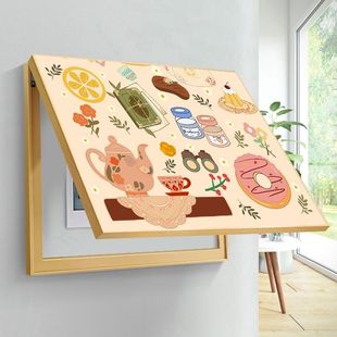 奶油风电表箱装饰画弱电箱画北欧原木客厅餐厅遮挡电闸盒子挂画