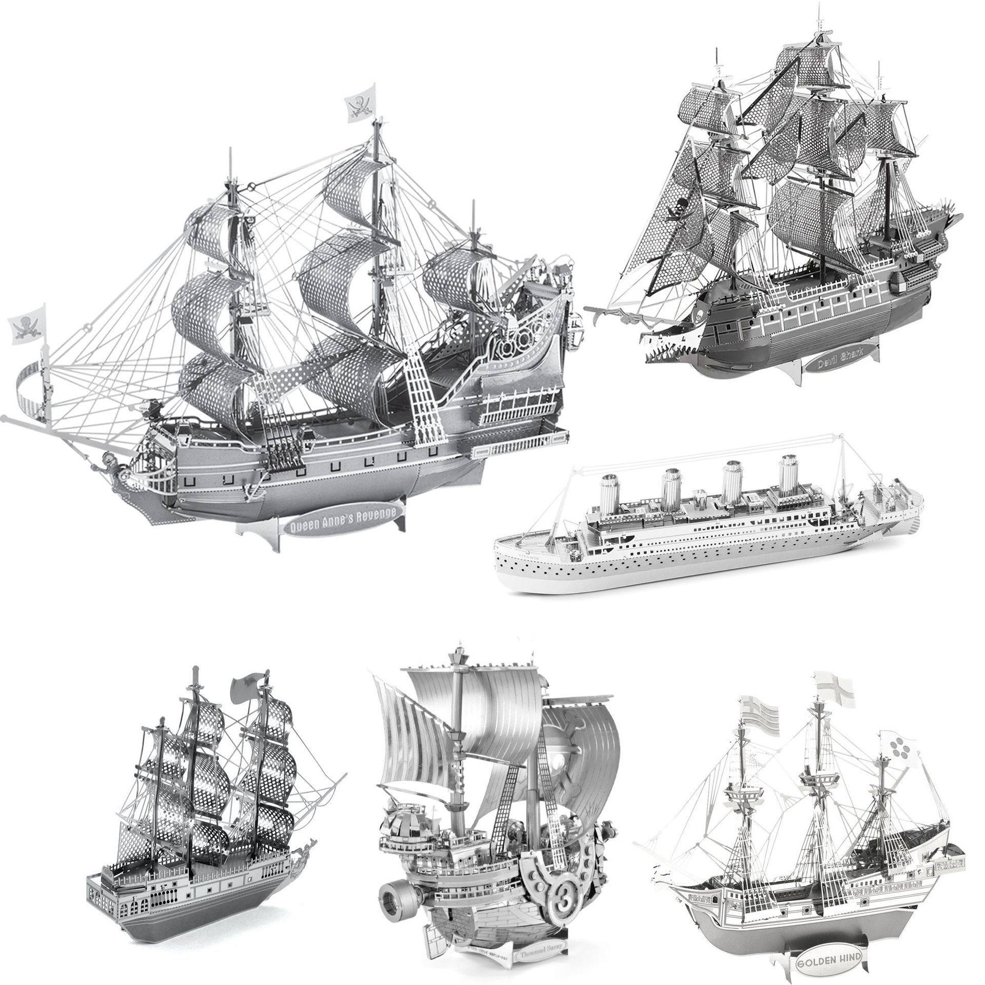 蜻蜓3D金属模型成人儿童立体拼图DIY拼插拼装益智玩具构积木,模玩/动漫/周边/娃圈三坑/桌游,舰艇/船只/舰船模型,淘宝优惠券,粉丝福利购,淘宝优惠卷