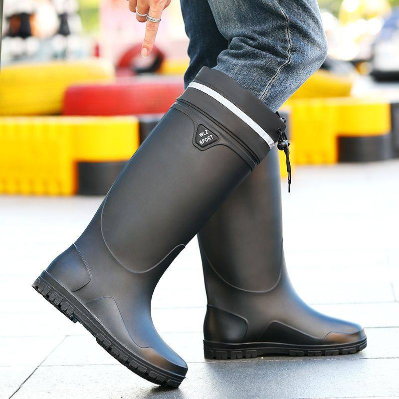 加厚平底防滑男士雨靴户外钓鱼鞋雨鞋套鞋加绒保暖防水鞋胶鞋男