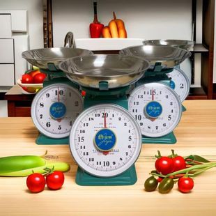 机械弹簧度盘秤10公斤圆形台秤家用老式弹簧秤卖菜托盘圆盘厨房称