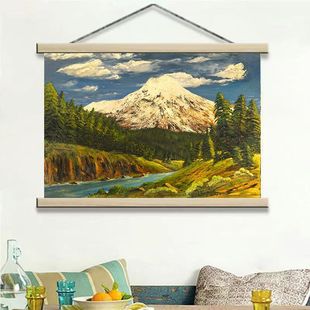 梵高大山大海小镇装饰画客厅沙发挂画餐厅电表箱挂轴画北欧油画