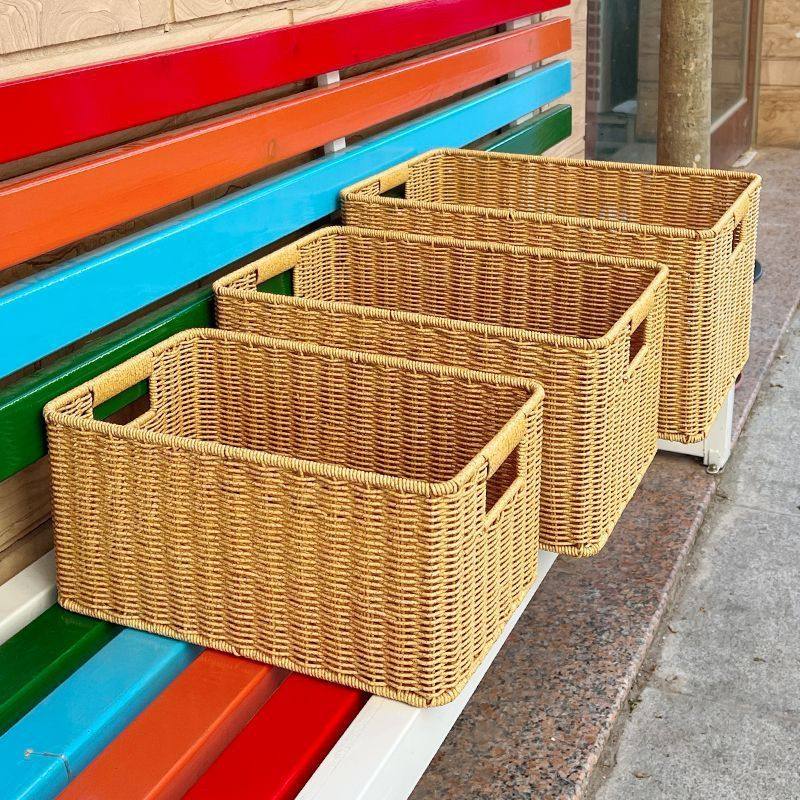 家居长方形收纳盒仿藤编织收纳筐格子柜整理篮家用玩具篮大号,收纳整理,收纳筐,淘宝优惠券,粉丝福利购,淘宝优惠卷