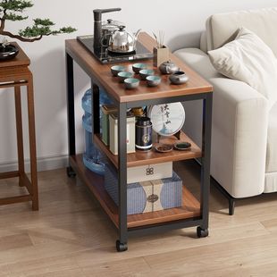 茶桌家用小茶台沙发边几侧边柜客厅可移动茶几置物架桌子茶水柜无